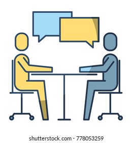 people business sitting speech bubble talking communication