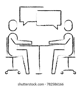 people business sitting speech bubble talking communication