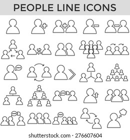 People Business Symbol Line Icons Vector