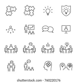 People Business Vector Line Icons , Business Meeting Communication,Work Group Team 