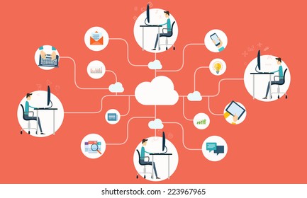 people business working internet on line network application