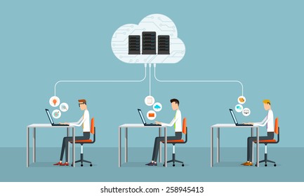 people business working on cloud network.data server