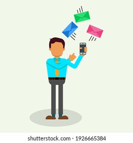 people businessman sending message of vector illustration