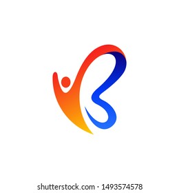 people and butterfly logo design