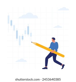 People buy or long in stock market with stock exchange data concept