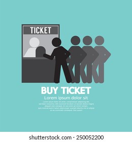 People Buy Ticket At Service Booth Vector Illustration