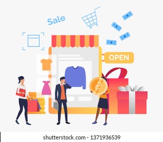 People Buying Clothes Online Shop Purchase Stock Vector (Royalty Free ...