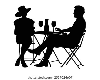 People in cafe icon vector. People in cafe silhouette isolated white background. Vector Illustration