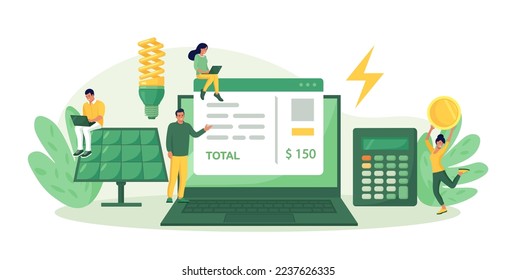 People calculating utility bills and worrying about costs increase. Electricity consumption expenses. Energy statement. Efficiency  utilities consumption. Save money on payment for home heating usage