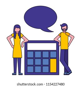 people with calculator and speech bubble