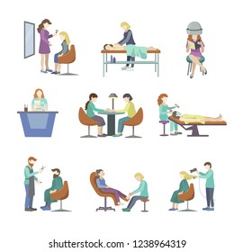People came to the beauty salon to make their hair styling, hair cutting, manicure, pedicure, beard cutting, massage and others.