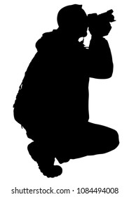 People with a camera on white background