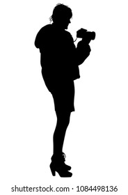 People with a camera on white background