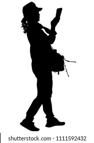 People with a camera on white background