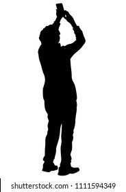 People with a camera on white background