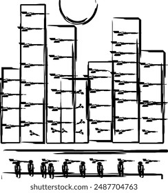 People can be seen at the office on the side of the road