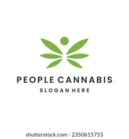 People and Cannabis Leaf logo design