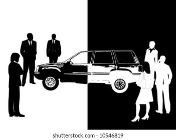 People and car