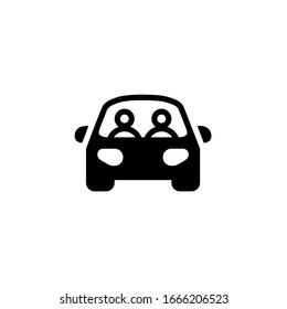 People In Car Front View Vector Icon Design On White Background Perfect For Traffic Signs