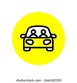people in car outline style icon vector yellow color Perfect for traffic signs