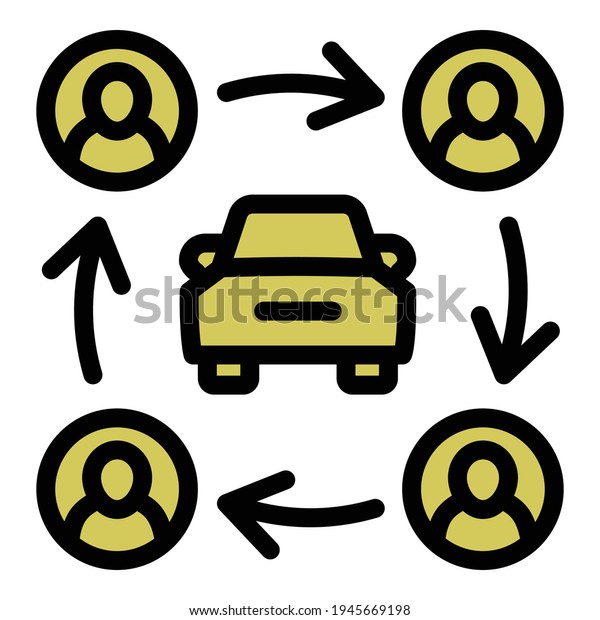 People car sharing\
icon. Outline People car sharing vector icon for web design\
isolated on white\
background