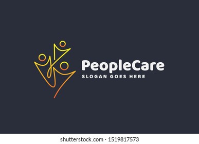 People care fun colorful illustration for health and education logo design