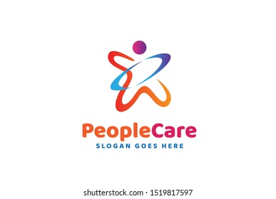 People care fun colorful illustration for health and education logo design