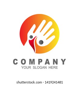 people care hand logo, logo vector illustration, social icon