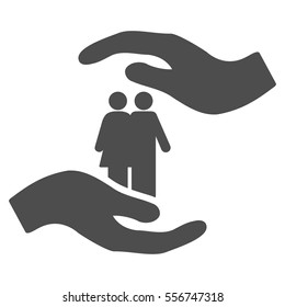 People Care Hands vector icon. Flat gray symbol. Pictogram is isolated on a white background. Designed for web and software interfaces.
