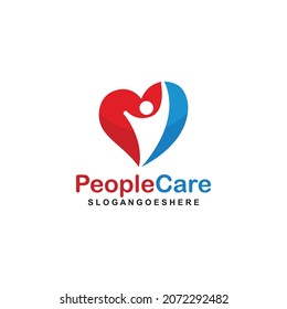 People Care Heart Shaped Logo Design Template. Symbol of care for fellow human beings, solidarity human concept vector illustration, humanitarian activities