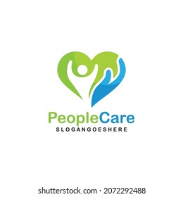 People Care Heart Shaped Logo Design Template. Symbol of care for fellow human beings, solidarity human concept vector illustration, humanitarian activities