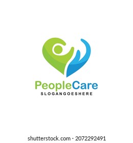 People Care Heart Shaped Logo Design Template. Symbol of care for fellow human beings, solidarity human concept vector illustration, humanitarian activities