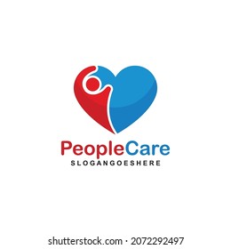 People Care Heart Shaped Logo Design Template. Symbol of care for fellow human beings, solidarity human concept vector illustration, humanitarian activities