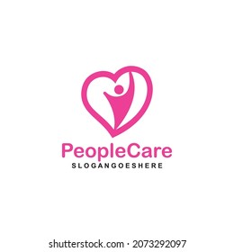 People Care Heart Shaped Logo Design Template. Symbol of care for fellow human beings, solidarity human concept vector illustration, humanitarian activities