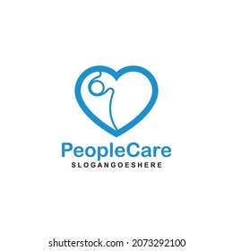 People Care Heart Shaped Logo Design Template. Symbol of care for fellow human beings, solidarity human concept vector illustration, humanitarian activities