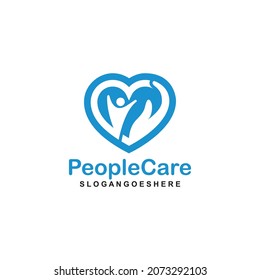 People Care Heart Shaped Logo Design Template. Symbol of care for fellow human beings, solidarity human concept vector illustration, humanitarian activities