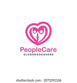 People Care Heart Shaped Logo Design Template. Symbol of care for fellow human beings, solidarity human concept vector illustration, humanitarian activities