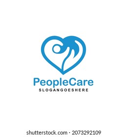 People Care Heart Shaped Logo Design Template. Symbol of care for fellow human beings, solidarity human concept vector illustration, humanitarian activities