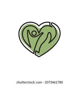 People Care Heart Shaped Logo Design Template. Symbol of care for fellow human beings, solidarity human concept vector illustration, humanitarian activities