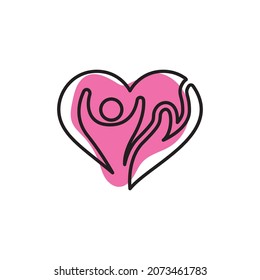 People Care Heart Shaped Logo Design Template. Symbol of care for fellow human beings, solidarity human concept vector illustration, humanitarian activities