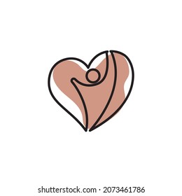 People Care Heart Shaped Logo Design Template. Symbol of care for fellow human beings, solidarity human concept vector illustration, humanitarian activities