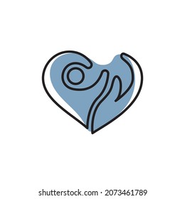 People Care Heart Shaped Logo Design Template. Symbol of care for fellow human beings, solidarity human concept vector illustration, humanitarian activities