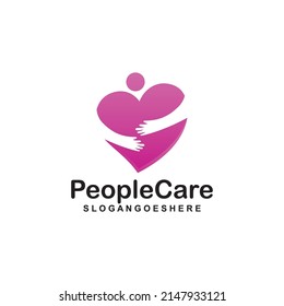 People Care Heart Shaped Logo Design Template. Symbol of care for fellow human beings, solidarity human concept vector illustration, humanitarian activities