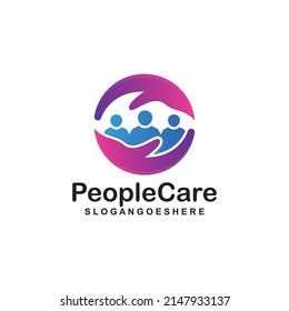 People Care Heart Shaped Logo Design Template. Symbol of care for fellow human beings, solidarity human concept vector illustration, humanitarian activities