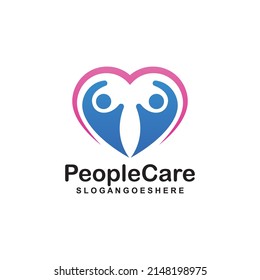 People Care Heart Shaped Logo Design Template. Symbol of care for fellow human beings, solidarity human concept vector illustration, humanitarian activities