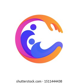 people care with letter c logo vector template