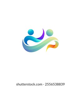 People care logo with 3d colorful design, unity icons