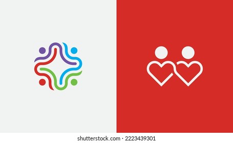 People Care Logo Bundle Set Concept sign icon symbol Element Design. Heart, Love, Health Care, Valentine's Day, Medical Logotype. Vector illustration logo template