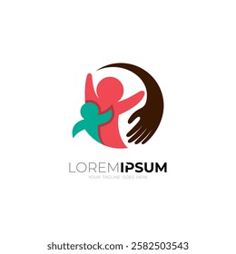 People care logo with circle design community, double people