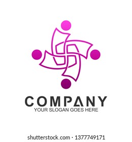 People Care Logo In Continuous Line Style,Friendship Logo,World Unity,Family Connection,Foundation Kids,People Sport,Gym And Fitness,Human Community Icon